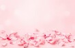 © Tulsi - Delicate pink rose petals scattered on a soft pink background.