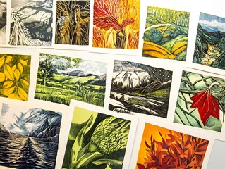 imaginative array of backgrounds exploring various printmaking techniques including linocut etching 