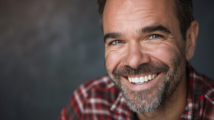 Close-up smiling american man with natural expression portrait