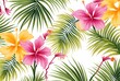 © Eva - Vintage Tropical Palm Leaf & Hibiscus Floral Pattern