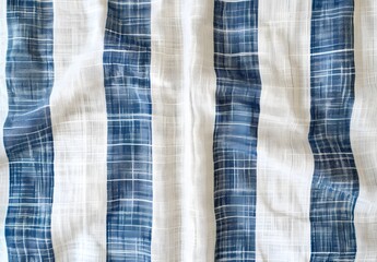 Poster - White and Blue Striped Linen Fabric Texture