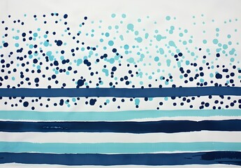 Canvas Print - Abstract Blue and White Striped Fabric with Dots