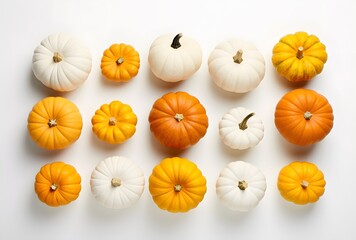 Wall Mural - autumn pumpkin x shape arrangement