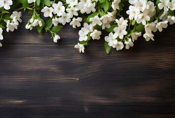 Wall Mural - white jasmine flowers spring floral border