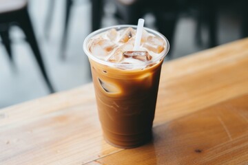 Canvas Print - Iced coffee drink table cup.