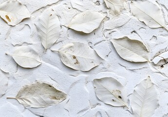 Poster - White Stone Floor with Leaf Imprints