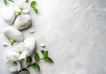 Canvas Print - White Stones & Flowers Spa Concept