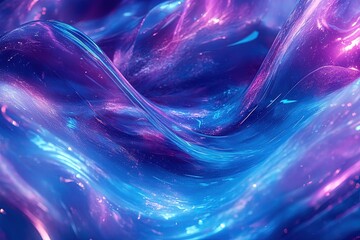 Wall Mural - Flowing streams of vibrant electric blue and purple abstract energy.