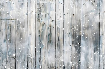 Sticker - Winter Snowfall on Rustic Wooden Planks