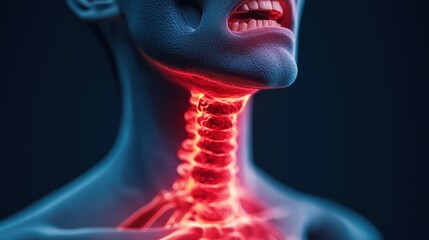 Wall Mural - of Human Neck Anatomy with Radiant Energy