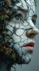 Poster - Surreal Portrait: Woman Transformed by Nature