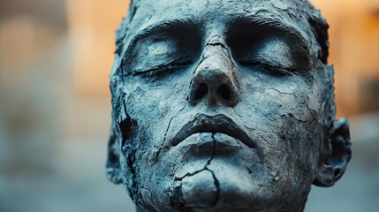 Canvas Print - Close-Up of a Sculptural Human Face