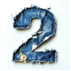 a number 2 made out of a pair of blue jeans