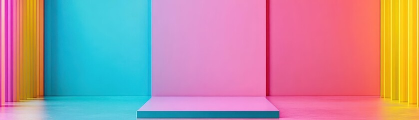 Aufkleber - Neon gradient background, bold electric colors, 3D illustration
