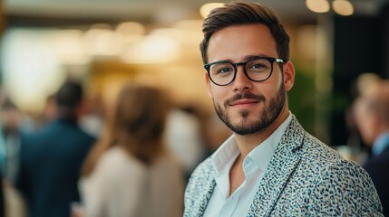 Wall Mural - Confident Young Man in Stylish Attire at Event