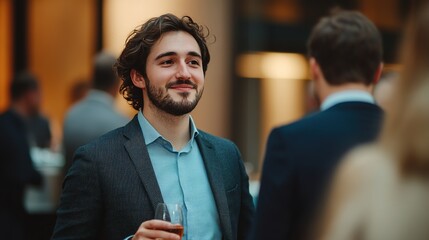 Poster - Young Man Enjoying Drinks at a Social Event