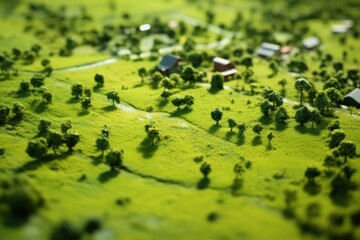 Canvas Print - Plain grass field tilt-shift grassland outdoors.