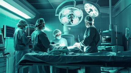 Wall Mural - A group of surgeons are performing a surgery in a hospital