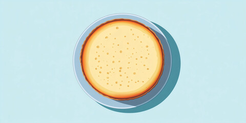 Poster - Round, unsliced cheesecake on a flat, even surface, sweet illustration