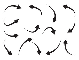 Wall Mural - black arrows set. curved arrows. arrow sign. flat style curved black arrow icon collection. differen