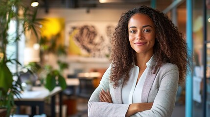 Canvas Print - Confident Businesswoman in Modern Workspace