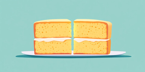 Wall Mural - Sponge cake with a sponge-like texture, divided into portions, sweet illustration