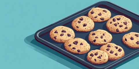 Poster - Group of drop cookies placed on a smooth, even tray, sweet illustration