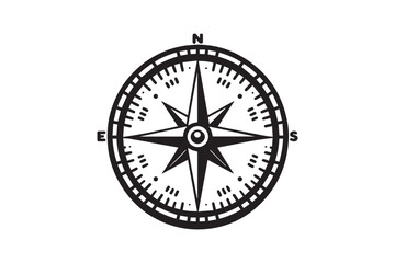  compass navigation vector silhouette isolated in white background