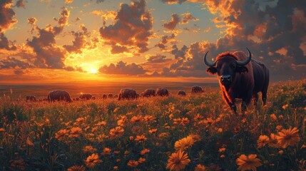 Sticker - Buffalo Standing Tall Against the Sunset