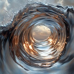 Sticker - Stunning Ocean Wave Photography: A Whirl of Color and Light