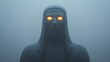 © Kankamol Tama - Ancient statue shrouded in fog, soft glowing eyes, 3D illustration