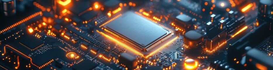 Background processor Chip technology components circuit computer central CPU Integrated background banner wallpaper AI generated image