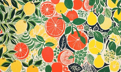 Sticker - Fruit grapefruit pattern plant.