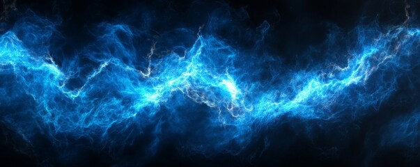 Wall Mural - blue plasma energy wave flowing on black background