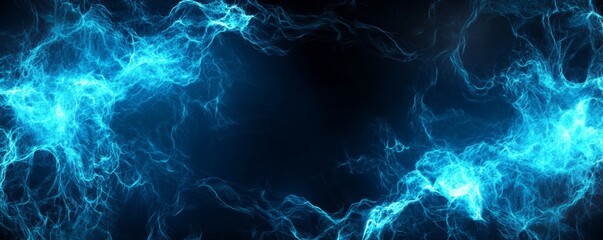 Sticker - Abstract blue plasma energy background forming a frame