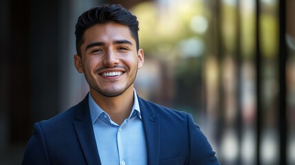 Canvas Print - Confident Businessman Smiling Outdoors