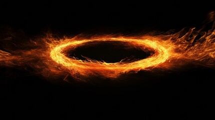 Wall Mural - ring of fire burning on black background