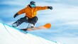 © Photo18@desing - Extreme snowboarder gliding down a half-pipe, executing spins, winter sports adrenaline