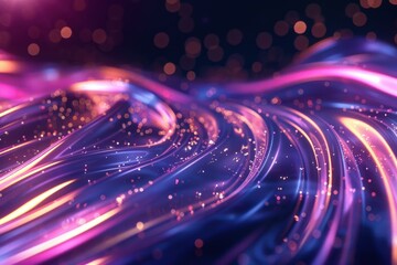 Wall Mural - The image is a colorful, abstract piece of art featuring a wave of light, generative ai image