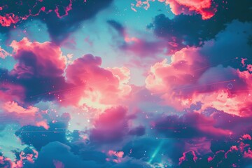 Wall Mural - a colorful sky with pink clouds and blue sky, generative ai image