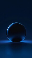 Wall Mural - Dark blue sphere casting a shadow on blue background