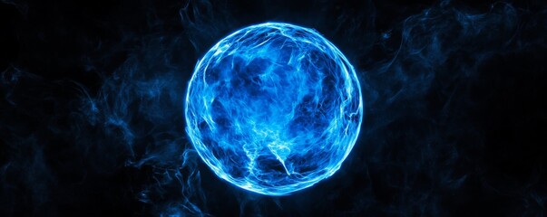 Wall Mural - blue energy sphere exploding with power and light