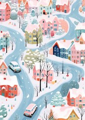 Wall Mural - Christmas snow architecture outdoors.