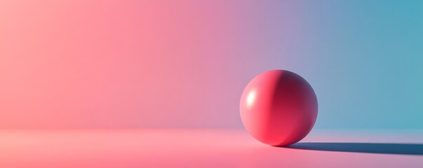 Sticker - Pink sphere casting shadow on gradient background