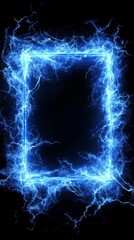 Canvas Print - Electric blue plasma forming a rectangle on black background