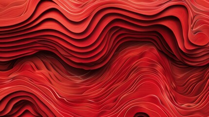 Canvas Print - Abstract red topographic lines form the background