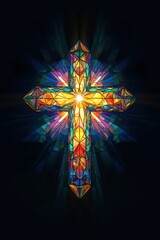 Wall Mural - Cross stained symbol glass.