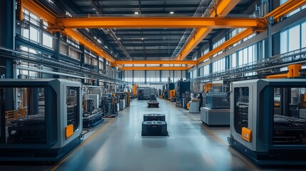 Canvas Print - Modern manufacturing facility showcasing advanced machinery and automated systems during daylight hours