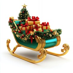 Canvas Print - A festive Christmas sleigh filled with presents, ready for the holidays.