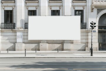 Canvas Print - White billboard mockup advertisement light traffic light.